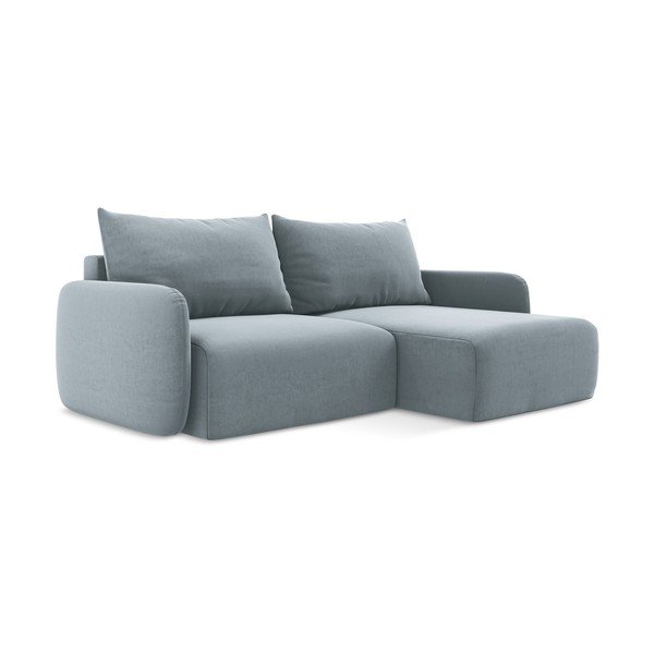 Plava baršunasti sklopiva/s prostorom za odlaganje kutna garnitura (s desnim kutom/s ležaljkom) Kalena – Makamii-image-2