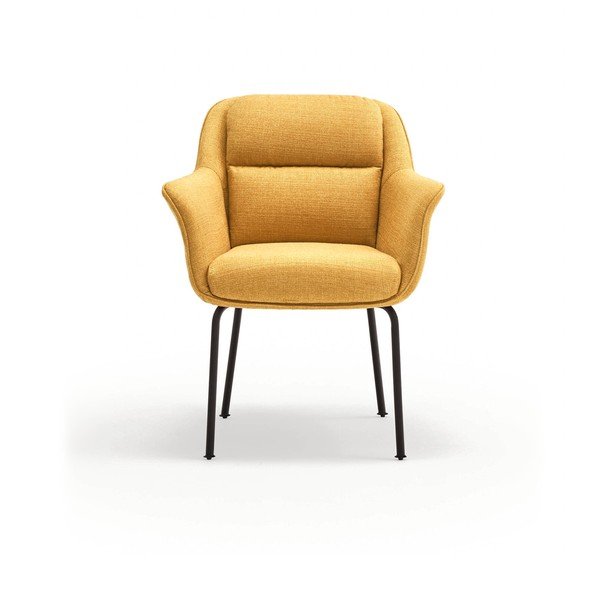 Senf žuta podstavljena blagovaonska stolica s naslonima za ruke Sadira – Teulat-image-2