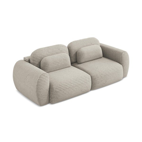 Svjetlo smeđa sklopiva/s prostorom za pohranu sofa od samta 266 cm Kini – Makamii-image-2