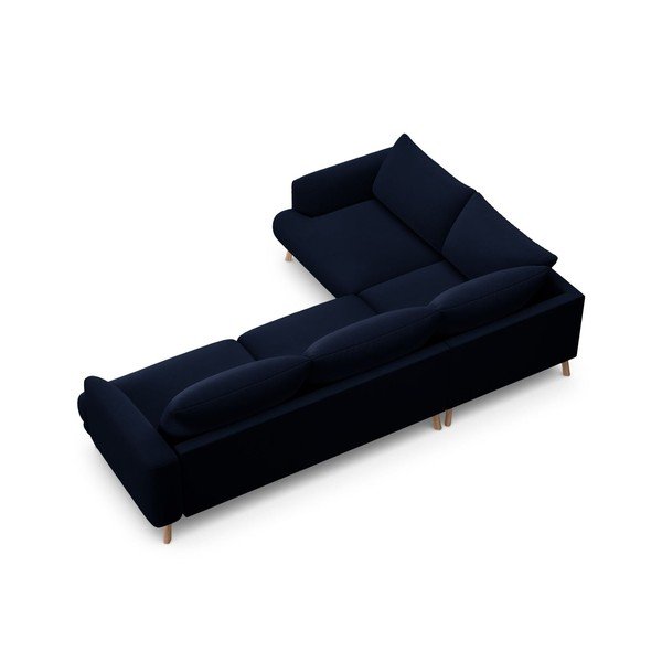 Tamno plava baršunasta kutna garnitura (s lijevim kutom/u obliku slova L) Naomi – Micadoni -image-3