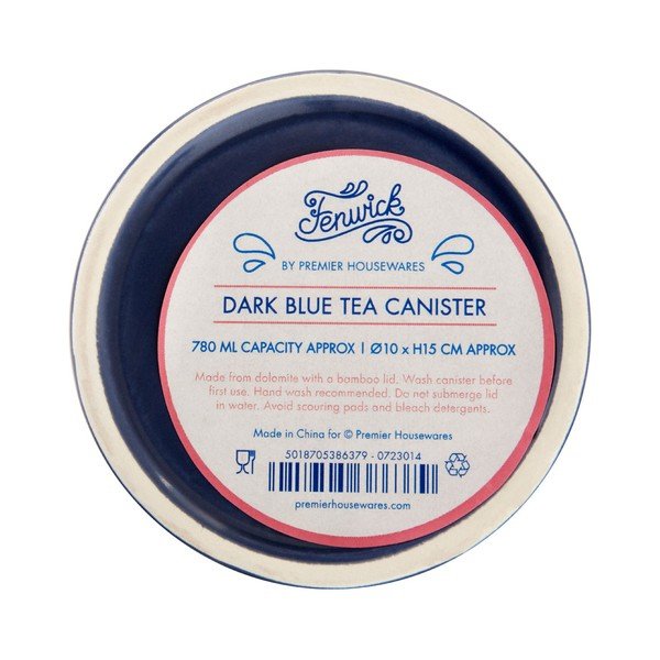 Tamnoplava kutija za čaj s poklopcem od bambusa Premier Housewares Fenwick-image-3