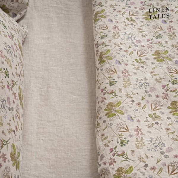 Lanena plahta s gumom u prirodnoj boji 160x200 cm Natural – Linen Tales-image-1