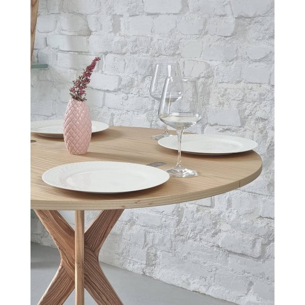 Okrugli proširiv blagovaonski stol s pločom stola u dekoru jasena 45x90 cm Jubi – Ragaba-image-4