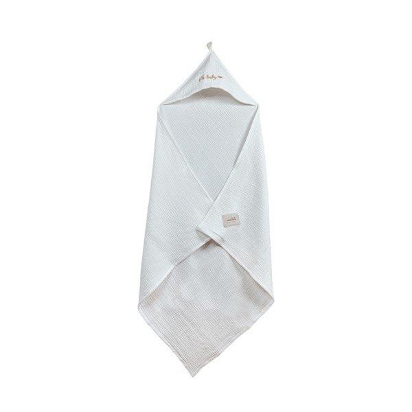 Bijeli dječji ručnik s kapuljačom od muslina 85x85 cm Muslin – Malomi Kids
