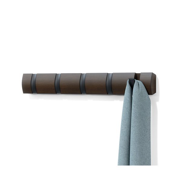 Tamno smeđa zidna vješalica od masivne topole Flip – Umbra-image-4