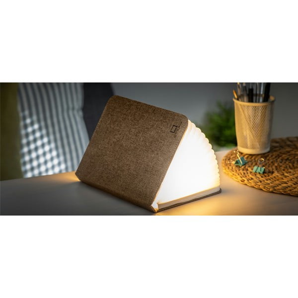Velika tamnosmeđa LED stolna svjetiljka u obliku knjige Gingko Booklight