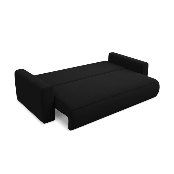 Crna baršunasti sklopiva/s prostorom za odlaganje sofa 238 cm Kapua – Makamii-image-4