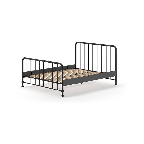 Crni metalni bračni krevet s podnicom 160x200 cm BRONXX – Vipack-image-2