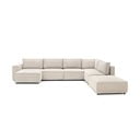 Krem kutna garnitura od samta (s desnim kutom/u obliku slova "U") Nihad modular – Bobochic Paris