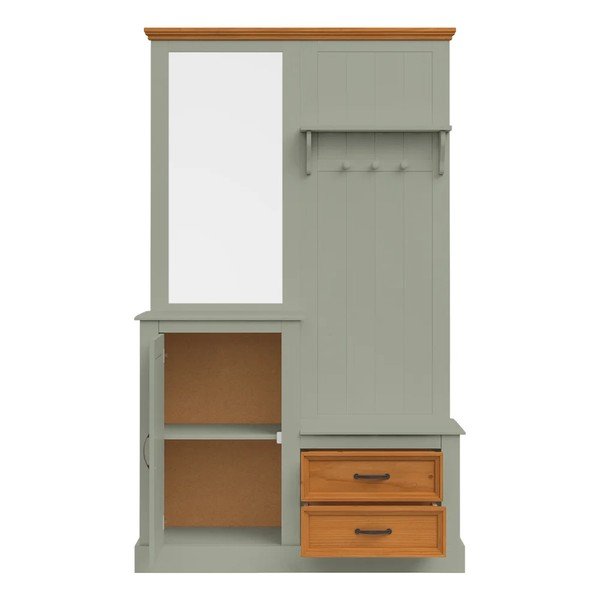 Zeleni/u svijetloj prirodnoj boji set za hodnik od masivnog bora 110x185x40 cm Selma – Støraa-image-2