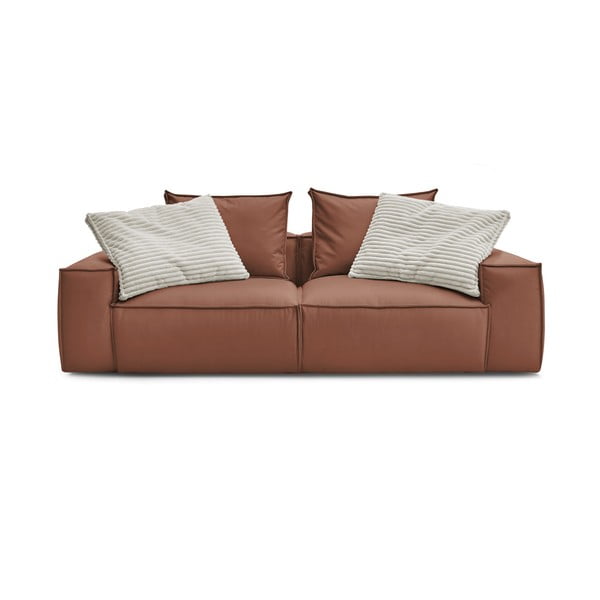 Tamno smeđa sofa od imitacije kože 260 cm Boheme – Bobochic Paris-image-3