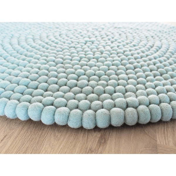 Pastelno plavi tepih od vunenih pompona Wooldot Ball Rugs, ⌀ 140 cm