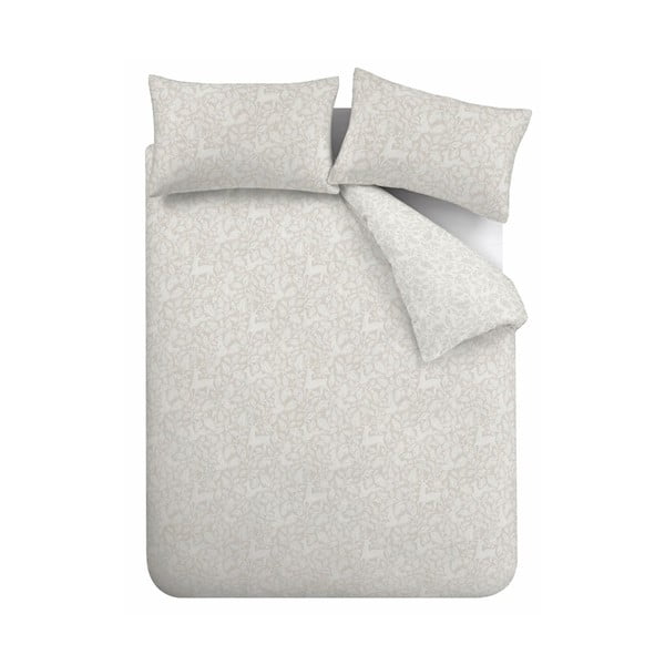 Sivo-bež pamučna posteljina za krevet za jednu osobu 135x200 cm Woodland – Bianca