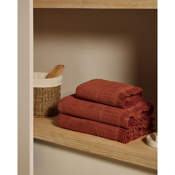 Pamučni ručnik u boji cigle 50x90 cm Veta - Kave Home-image-1