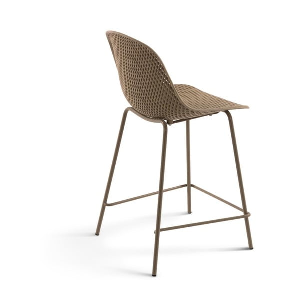 Bež metalna/plastična vrtna barska stolica Quinby – Kave Home-image-2