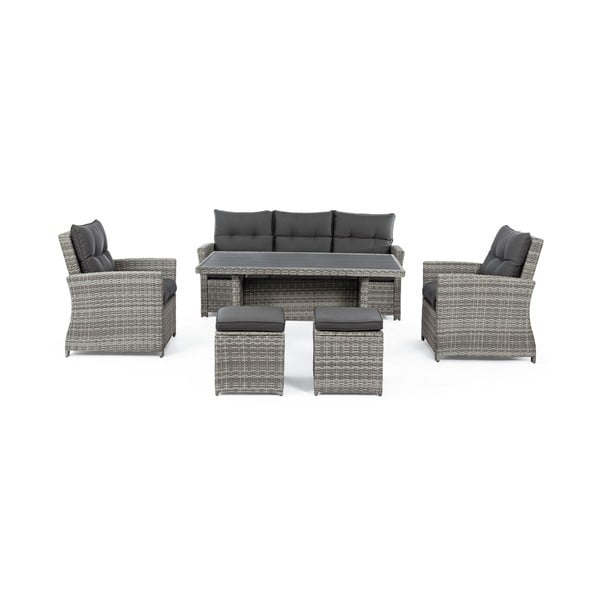 Siva vrtna garnitura od umjetnog ratana za 6 osoba Ariel   – Bizzotto