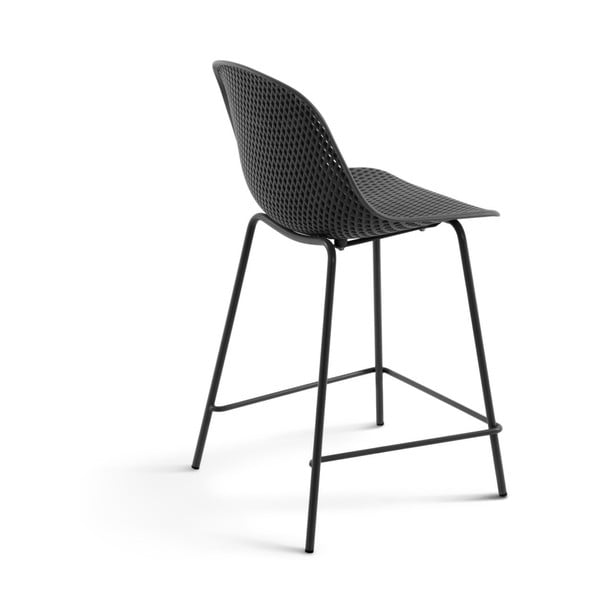 Tamno siva metalna/plastična vrtna barska stolica Quinby – Kave Home-image-3