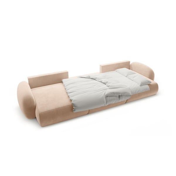 Bež baršunasti sklopiva/s prostorom za odlaganje kutna garnitura (u obliku slova "U") Tonale – Cosmopolitan Design-image-3