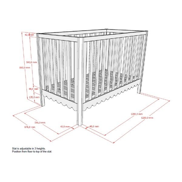Bež dječji krevet od masivnog bora s podesivom visinom 60x120 cm Swingo – Vipack-image-3