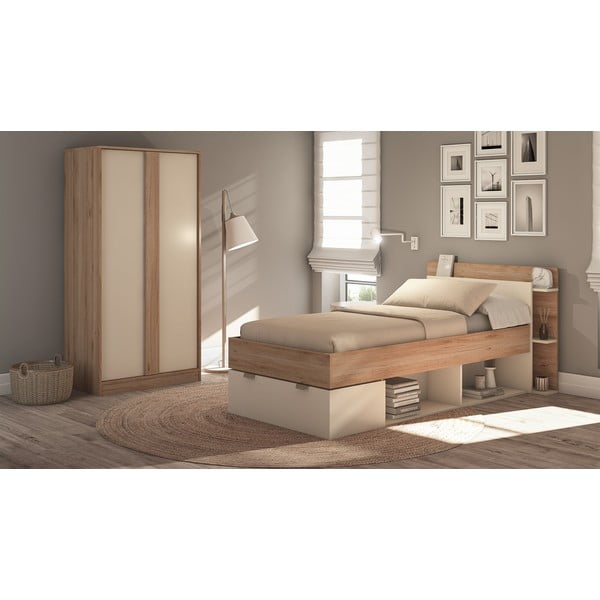 Krem/u prirodnoj boji ormar u dekoru hrasta 90x180x53 cm Dennis – Marckeric-image-1