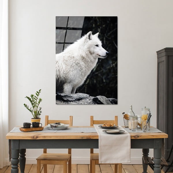 Staklena slika 70x100 cm White Wolf - Wallity-image-2