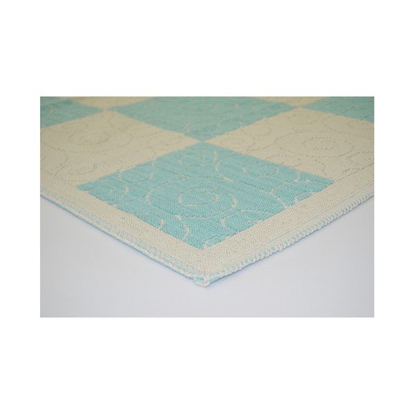 Plavi izdržljivi tepih Vitaus Patchwork Turkuaz, 80 x 300 cm-image-1