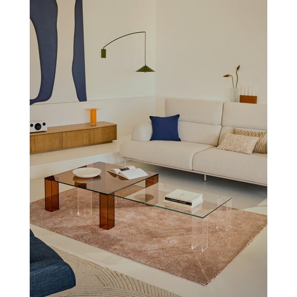 Smeđi stakleni stolić za kavu 85x85 cm Adularia – Kave Home-image-2