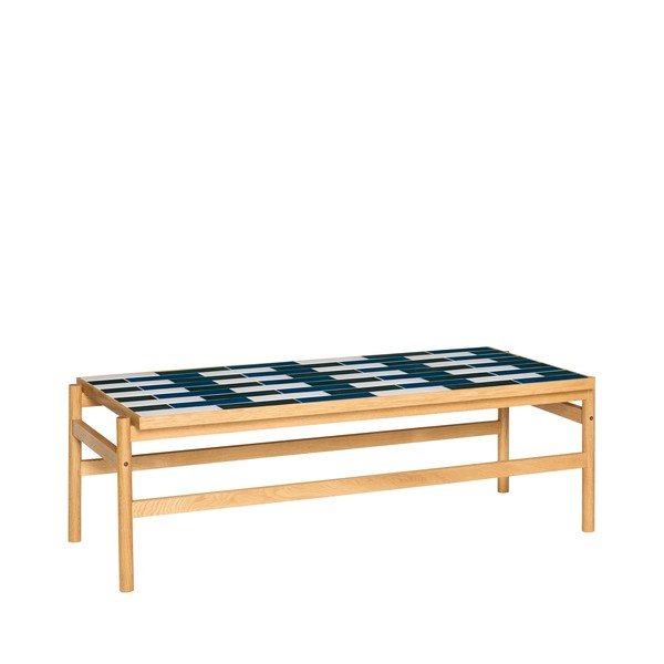 Crno-bijeli/u prirodnoj boji stolić za kavu u dekoru hrasta 61x132 cm Motif – Hübsch