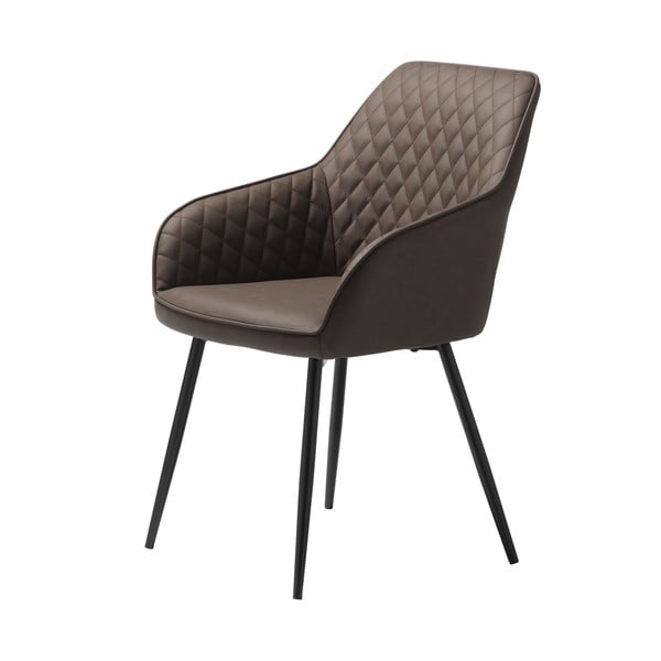 Smeđa podstavljena blagovaonska stolica s naslonima za ruke Milton – Unique Furniture-image-2