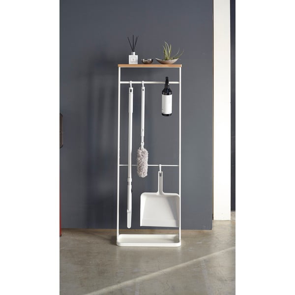 Bijeli stalak za odlaganje s drvenom policom Yamazaki Tower-image-1