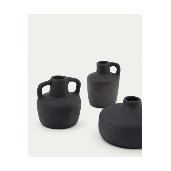 Crne vaze u setu 3 kom od terakote (visina 6 cm) Sofra – Kave Home-image-1