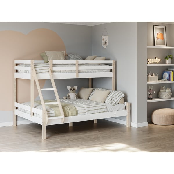 Bijeli dječji krevet od masivnog bora na kat 90x190/140x190 cm Livia – Marckeric-image-1