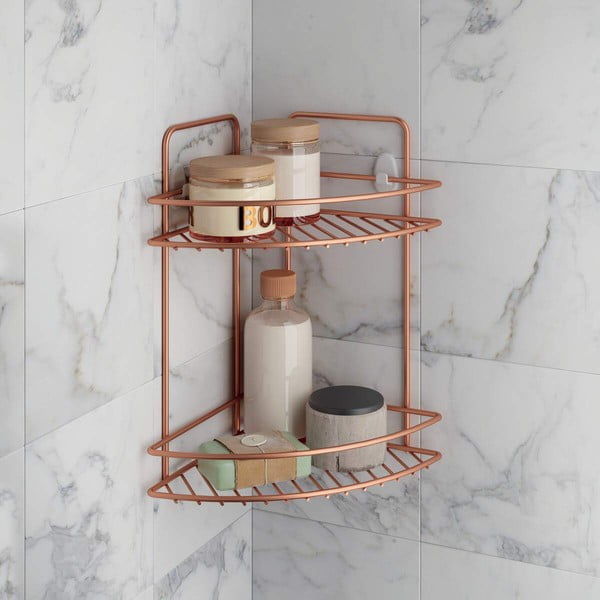 Kutna dvoetažna polica za kupaonicu Metaltex Copper-image-2