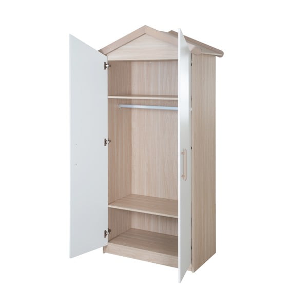 Bijela/u prirodnoj boji dječja garderoba u dekoru hrasta 96x190x50 cm Cabane – Roba-image-4