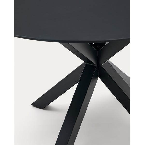 Crni okrugli blagovaonski stol sa staklenom pločom stola ø 150 cm Argo – Kave Home-image-2