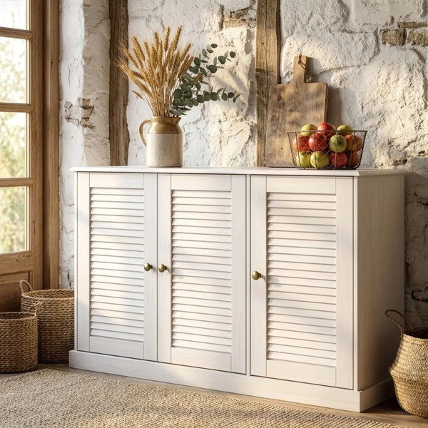 Bijela komoda od masivnog bora 125x80x38 cm Edith – Støraa-image-3
