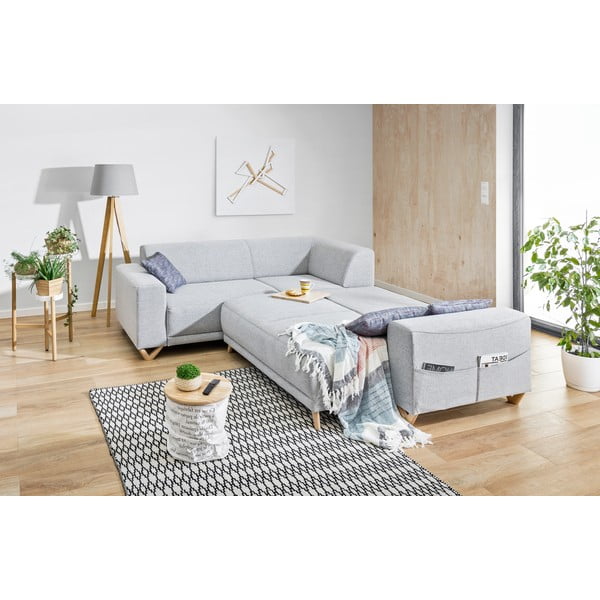 Svijetlo siva sklopiva/s prostorom za odlaganje kutna garnitura (s lijevim kutom/u obliku slova L) Classy Sophie – Miuform-image-4