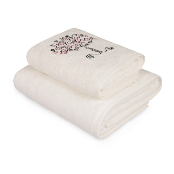 Set bijelih ručnika i bijelih ručnika sa šarenim detaljima Arbre