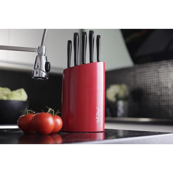 Crveni stalak s pet noževa Vialli Design-image-1