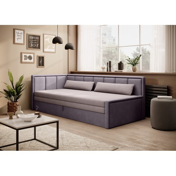 Ružičasta sklopiva/s prostorom za odlaganje sofa od šenila 214 cm Fulgeo – ELTAP-image-1