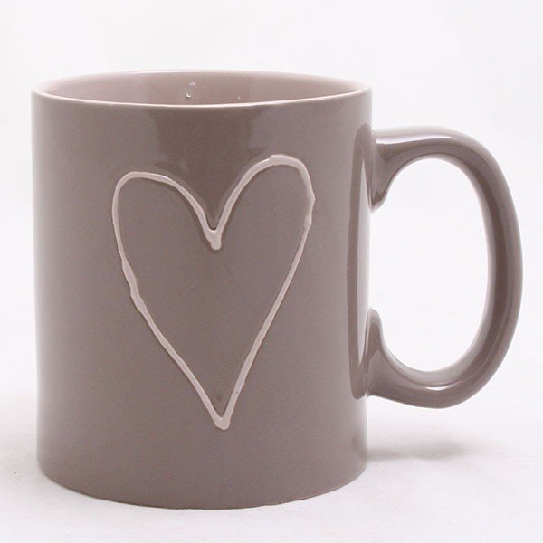 Ručno ukrašena smeđa keramička šalica Dakls Heart Dark, 500 ml