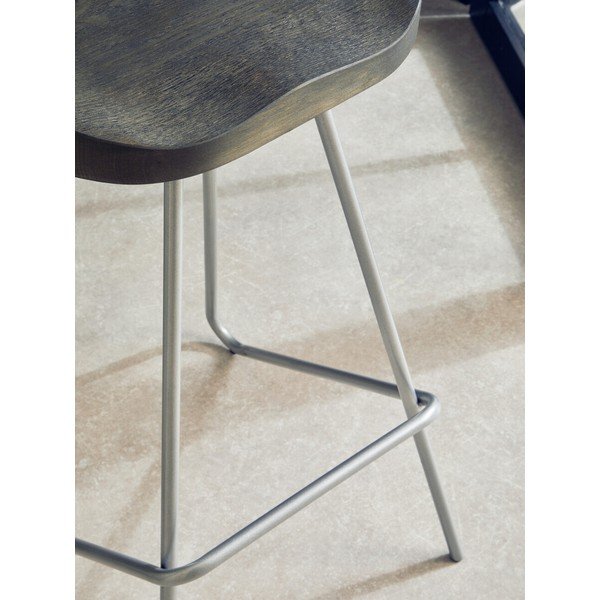 Barska stolica od čvrstog brijesta u srebrnoj boji/u prirodnoj boji (visine sjedala 78 cm) District – Premier Housewares-image-3