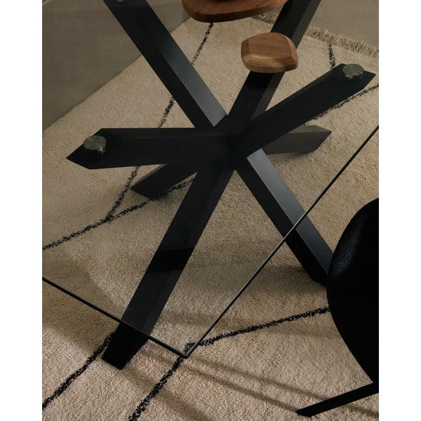 Blagovaonski stol sa staklenom pločom i crnim postoljem Kave Home, 160 x 90 cm-image-2