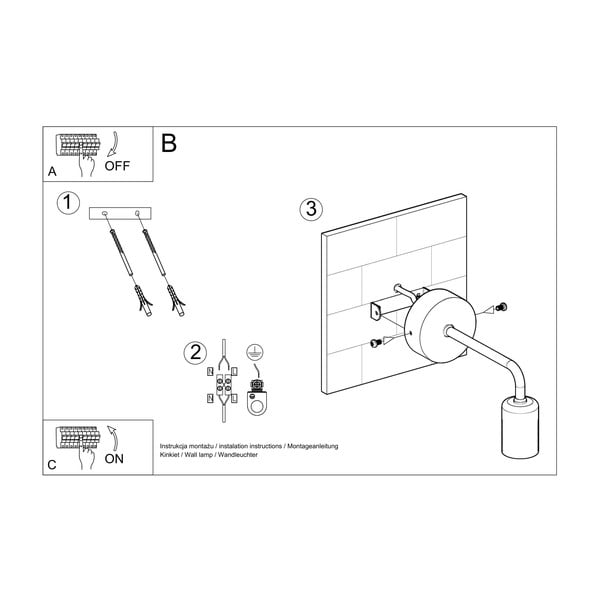 Crna zidna lampa Sollux Donato-image-4