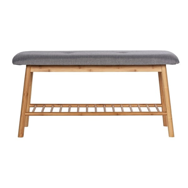 Sivi/smeđi od bambusa ormarić za cipele s klupom Bahari – Wenko-image-2