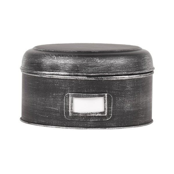 Crna metalna kutija za pohranu LABEL51 Antigue, ⌀ 21,5 cm