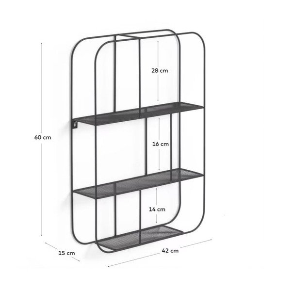 Crna metalna polica za knjige Kave Home Veneranda, 42 x 60 cm-image-3