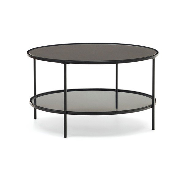 Crni okrugao stolić za kavu sa staklenom pločom stola ø 80 cm Gilda – Kave Home