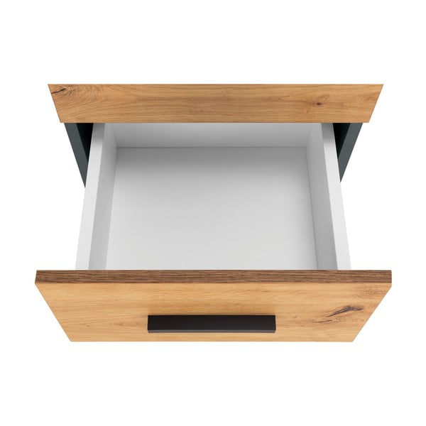 Visok/uski kupaonski ormarić u dekoru hrasta u prirodnoj boji 130x35 cm Malika – Støraa-image-3