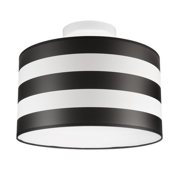 Crno-bijela stropna svjetiljka s tekstilnim sjenilom ø 35 cm Print – LAMKUR